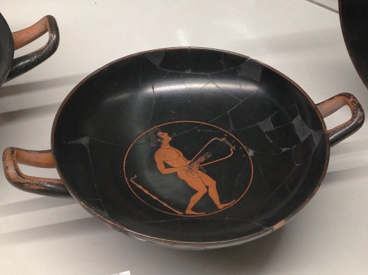 Drinking bowl, decorated for a guy who may have been a musician. He was very proud of his instrument!