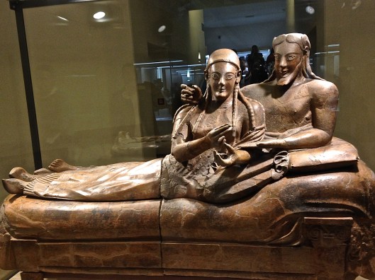 Etruscan couple's sarcophagus. Once upon a time, they held actual wine cups.
