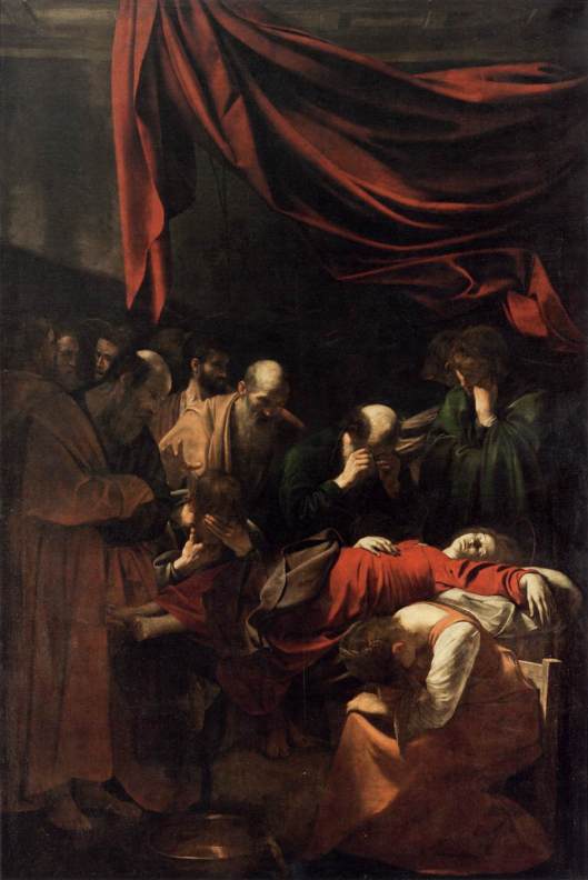 Death of the Virgin, perhaps with Anna's body as a model for Mary (1604).