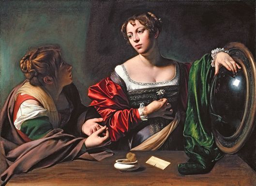 Martha and Mary Magdalene, by Caravaggio, with Anna (left) as Martha and Fillide as the Magdalene. (15TK)