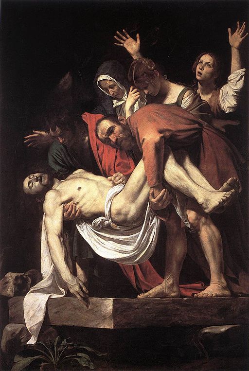 Caravaggio's The Entombment, with Fillide center and right.